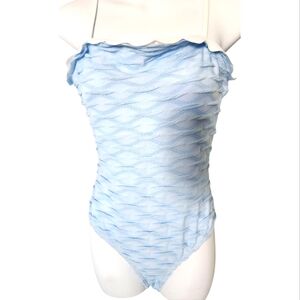 Light Blue Textured Swimsuit Shein